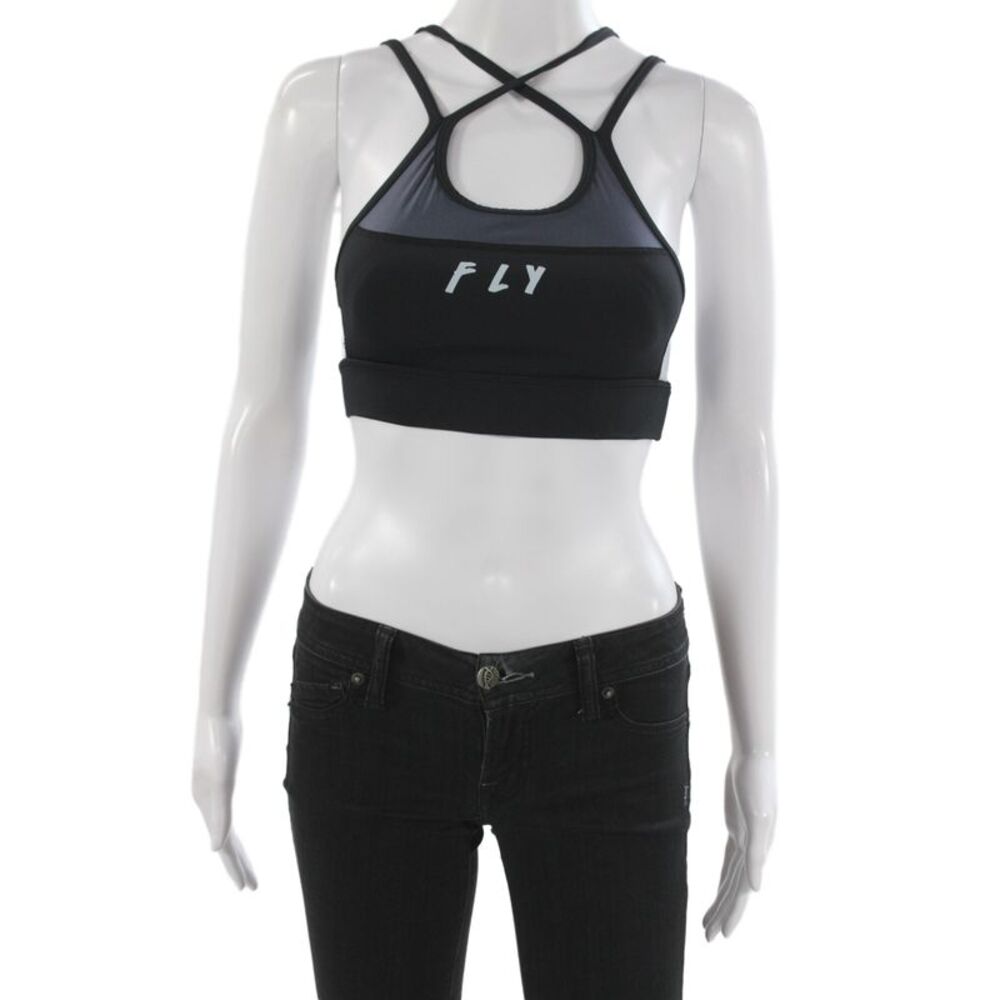 ALALA Polyester Cross Double Straps Sports Bra Black Size XS